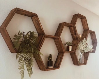 Hexagon Shelves, Minimalist Shelves, Modern Floating Shelves, Honeycomb Shelf, Geometric Shelves