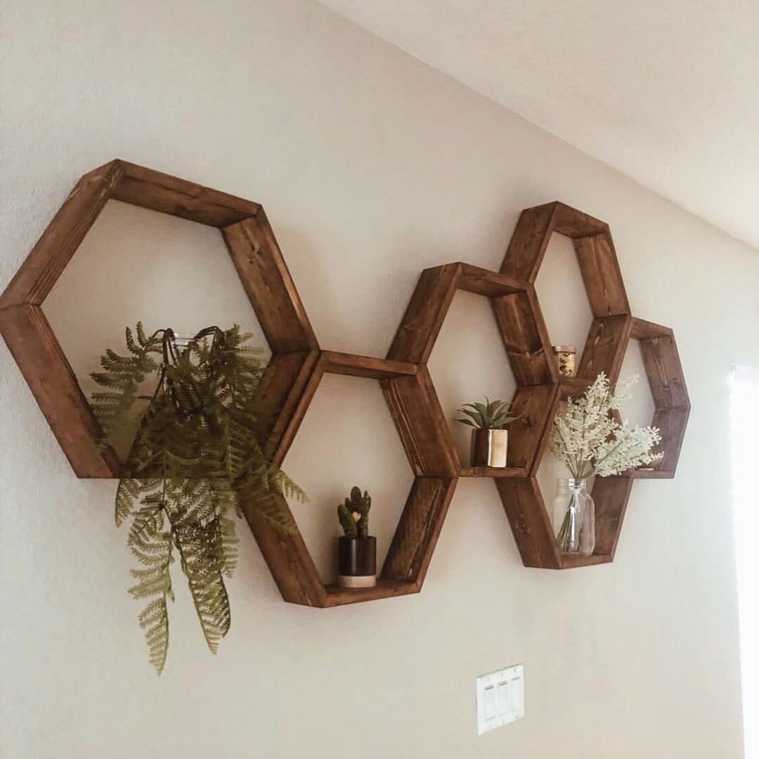 Hexagon Shelves, Minimalist Shelves, Modern Floating Shelves, Honeycomb Shelf, Geometric Shelves