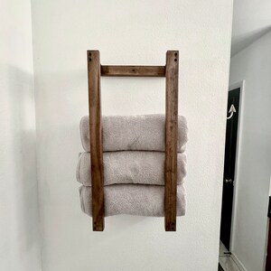 Floating Towel Rack Bathroom Rack Home Decor Farmhouse Wall Mounted Storage Shelf image 2