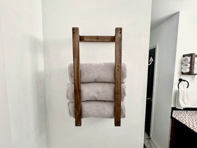 Floating Towel Rack Bathroom Rack Home Decor Farmhouse Wall Mounted Storage Shelf image 2