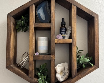 Display Shelves | Hexagon Shelves | Honeycomb Shelf | Essential Oil | Crystal Display | Wall Art | Geometry Shelves