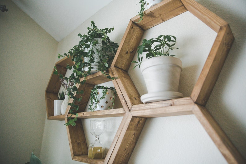 Hexagon Shelves Wall Beehive Bee Shelf Decor Etsy