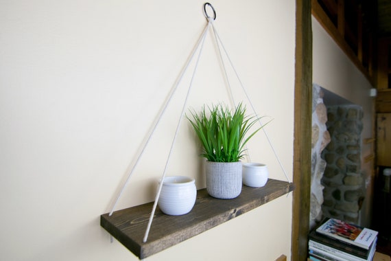 18 Rope Shelves for Plants Ring Shelf Hanging Rope Shelf Succulent Shelf  Rope Shelf for Bathroom Floating Shelves Wood Shelves 