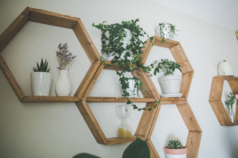 Hexagon Shelves Wall Beehive Bee Shelf Decor Etsy