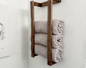 Floating Towel Rack | Bathroom Rack | Home Decor | Farmhouse | Wall Mounted Storage Shelf