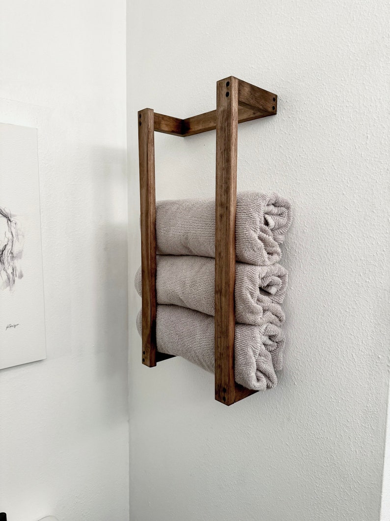 Floating Towel Rack Bathroom Rack Home Decor Farmhouse Wall Mounted Storage Shelf image 1