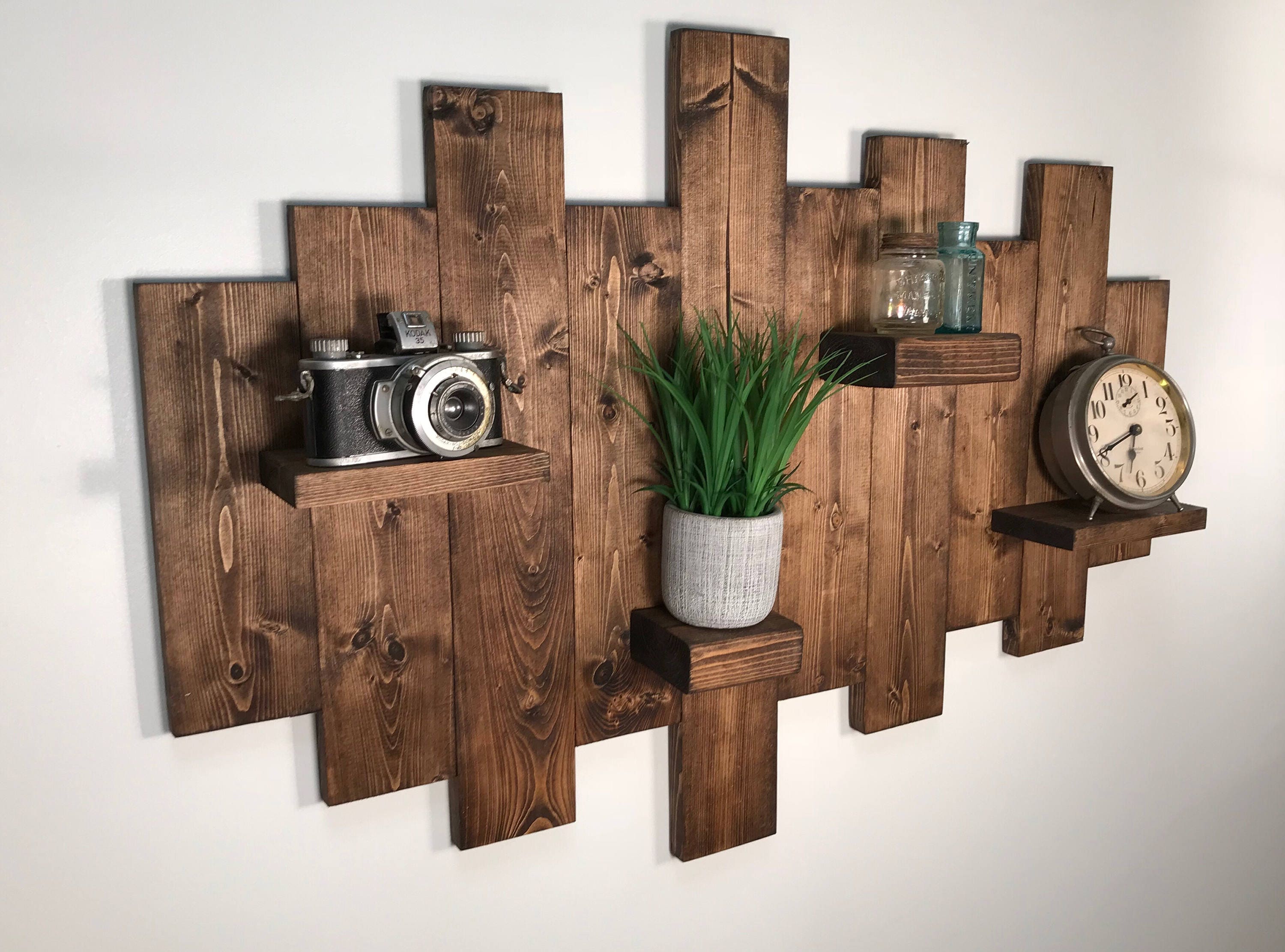 Rustic Wall Shelf Floating Wood Art Hanging Decor Farmhouse