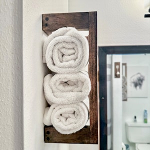 Floating Towel Rack Bathroom Rack Home Decor Farmhouse Wall Mounted Storage Shelf image 5