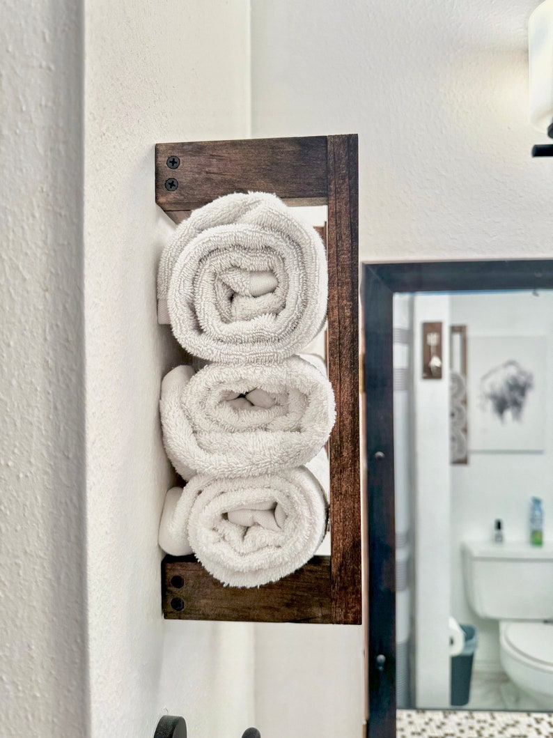 Floating Towel Rack Bathroom Rack Home Decor Farmhouse Wall Mounted Storage Shelf image 5