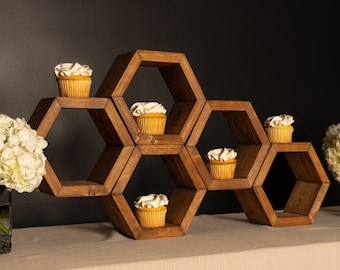 Wedding Decorative Hexagon Shelves | Rehersal Centerpiece Honeycomb Shelf | Bridal Shower Display Shelves | Backdrop Shelves |