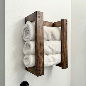 Floating Towel Rack Bathroom Rack Home Decor Farmhouse Wall Mounted Storage Shelf image 4