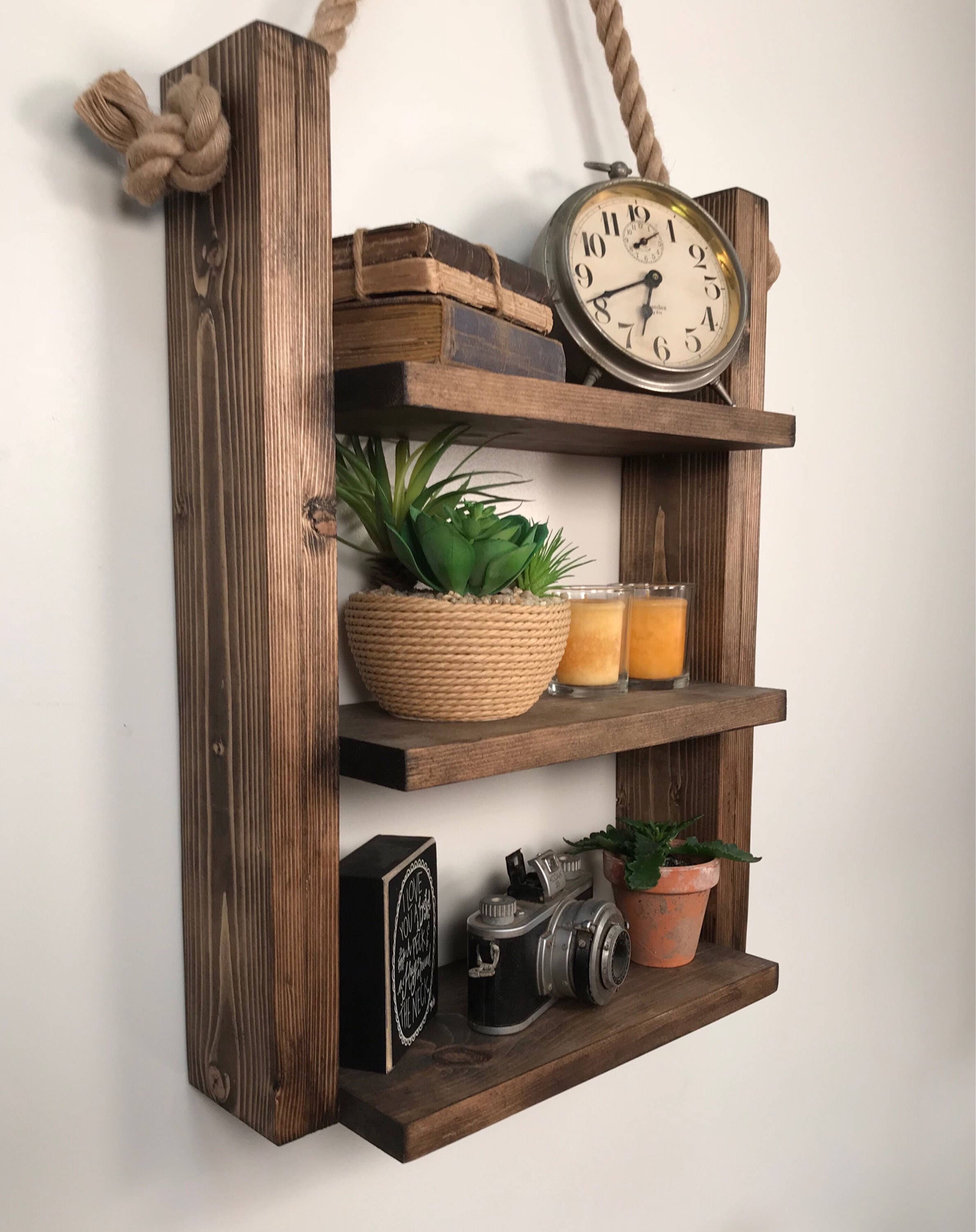 Rustic Ladder Shelf Rustic Wood and Rope Ladder Shelf Etsy