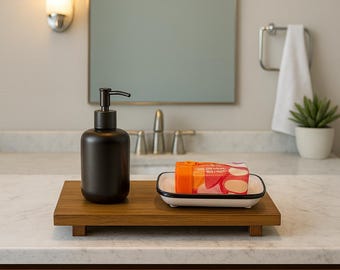 Farmhouse Bathroom Tray | Soap Pedestal | Kitchen Sink Decor Riser |