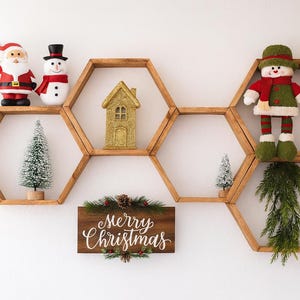 Hexagon Shelves | Christmas Decor | Minimalist Shelves | Modern Floating Shelves | Honeycomb Shelf | Geometric Shelves |