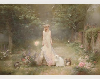 En mi casa vive un hada — Poesía y lámina artística / Descarga digital / Pintura de cuento de hadas / Saga de Alicia