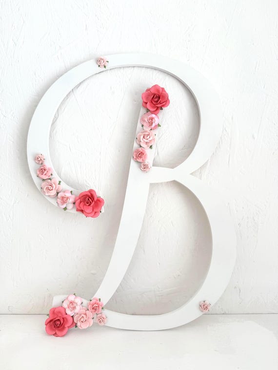Personalised letter for nursery initial personalised gift flower cursive letter custom made wooden initial wooden letter for nursery wall