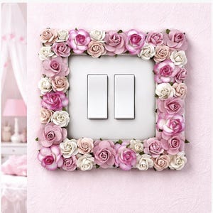 Handmade Floral Light Switch Cover, Rose Nursery Decor, Girls Bedroom Wall art
