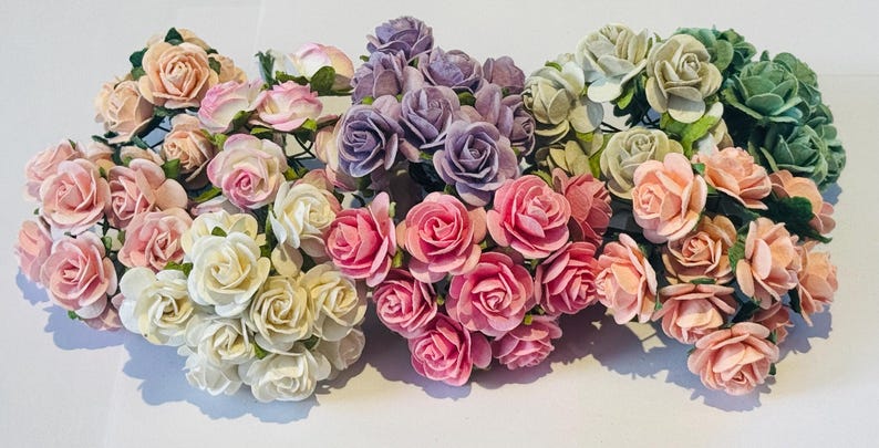 Mulberry 20mm Paper Roses, Handmade Craft Flower Supplies, Mini Paper ...