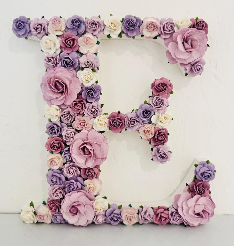 Letras de flores para quarto de bebê, Letras florais, Letras para berçário, Letras com motivos florais, Presente para recém-nascido, Decoração para quarto de bebê, Presente para recém-nascido, Nomes de flores imagem 4