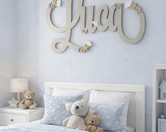 Wooden baby name sign, personalised baby gift, newborn name sign, crib name sign, personalised birth announcement sign