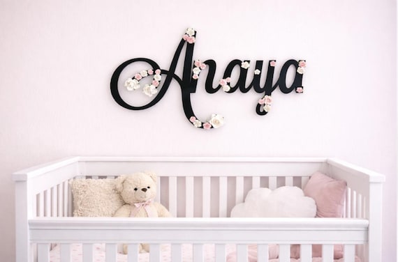 Personalised Wooden Name Sign for Nursery – Large Wall Art and New Baby Gift