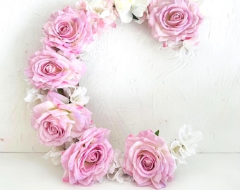 Large flower letter floral letter floral initial custom floral letter nursery whimsical nursery decor silk flower letter wooden letter