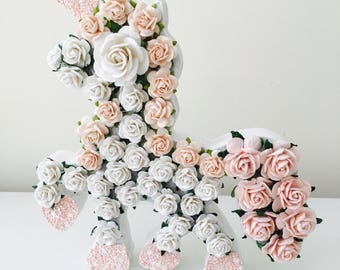 Floral Unicorn Wall Art Wooden Unicorn with Paper Roses Girls Pastel Nursery Decor Unicorn Baby Shower Gift Whimsical Room Decoration