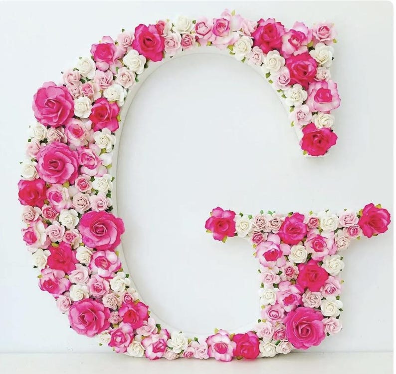 Letras de flores para quarto de bebê, Letras florais, Letras para berçário, Letras com motivos florais, Presente para recém-nascido, Decoração para quarto de bebê, Presente para recém-nascido, Nomes de flores imagem 17