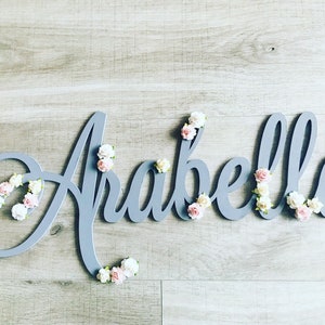 large name sign, large name sign for nursery, large wall art, large flower name, wooden name sign, large flower name for nursery image 8