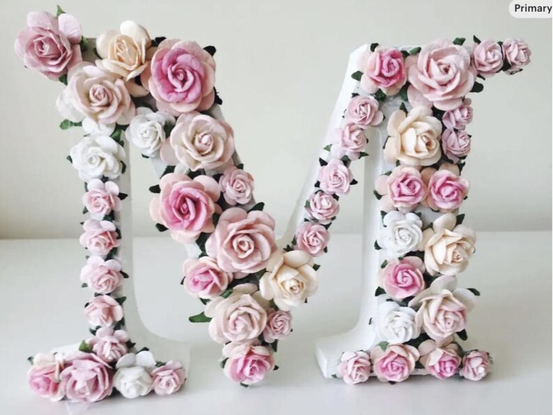 Personalisierte Holzbuchstabe Dekor Papierblume personalisierte Buchstabe Holzblume Brief für Mädchen-Kinderzimmer und Mädchen-Schlafzimmer Kinderzimmer Wandkunst Bild 17