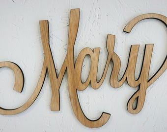 Custom Wooden Name Sign Personalized Script Name Wall Art 5.5mm Plywood Nursery Name Sign Poplar Eucalyptus Kids Room Decor