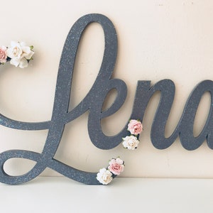 large name sign, large name sign for nursery, large wall art, large flower name, wooden name sign, large flower name for nursery image 10