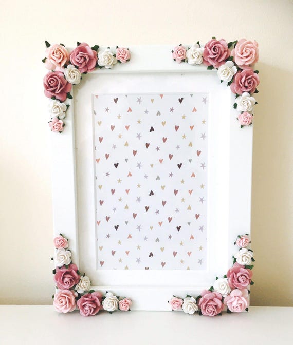 Floral Wooden Picture Frame: Personalized Baby Announcement Gift