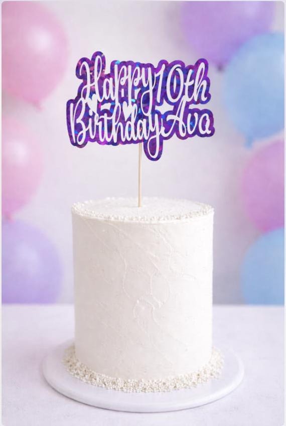 Custom Cake Decoration with Any Name Age Personalised Happy Birthday Cake Topper MultiColored Glitter Cake Topper 15th 20th 35th 50th 65th