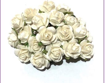 Miniature Paper Tea Roses Mulberry Flowers Card Craft Scrapbooking mulberry paper roses for crafting flower letter roses wall art roses