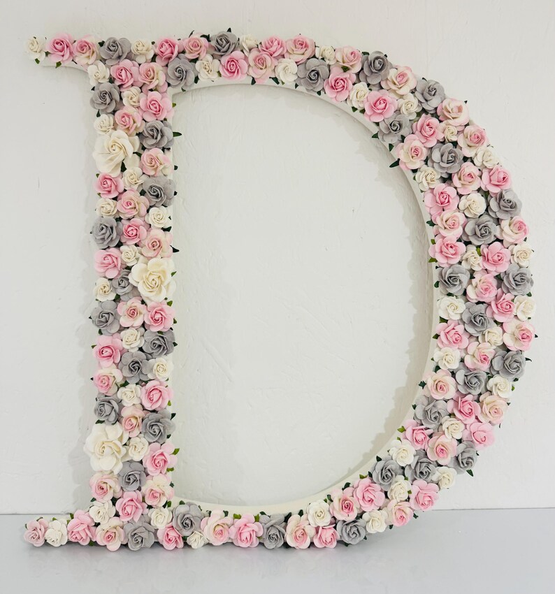 Personalisierte Holzbuchstabe Dekor Papierblume personalisierte Buchstabe Holzblume Brief für Mädchen-Kinderzimmer und Mädchen-Schlafzimmer Kinderzimmer Wandkunst Bild 5