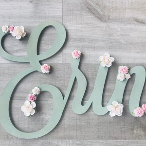 large name sign, large name sign for nursery, large wall art, large flower name, wooden name sign, large flower name for nursery image 2