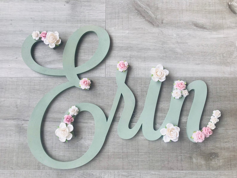 large name sign, large name sign for nursery, large wall art, large flower name, wooden name sign, large flower name for nursery image 2