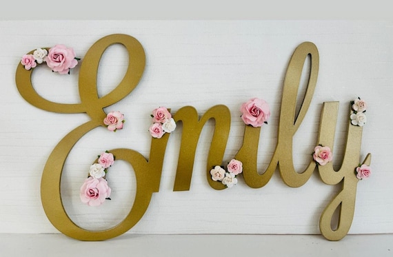 Personalised Wooden Name Sign – Floral Nursery Wall Decor and Baby Shower Gift