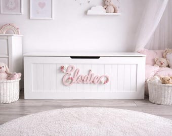 Toy box name, wooden door sign, personalised name sign for nursery, baby name sign
