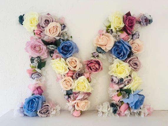 Girls nursery letters, personalised wall name, silk flower walls