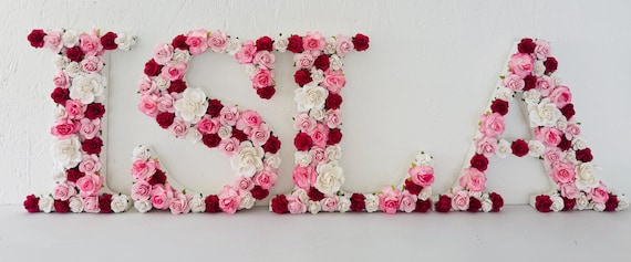 Flower letters for new baby girls nursery, personalised floral letters, New baby gift, Nursery decor wall art , personalised baby shower
