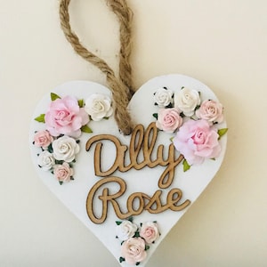 personalised wooden heart name plaque wooden heart door sign personalised baby name heart decoration personalised bedroom door sign