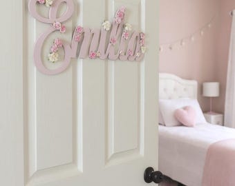 Wooden door sign, personalised name sign for nursery, toy box name
