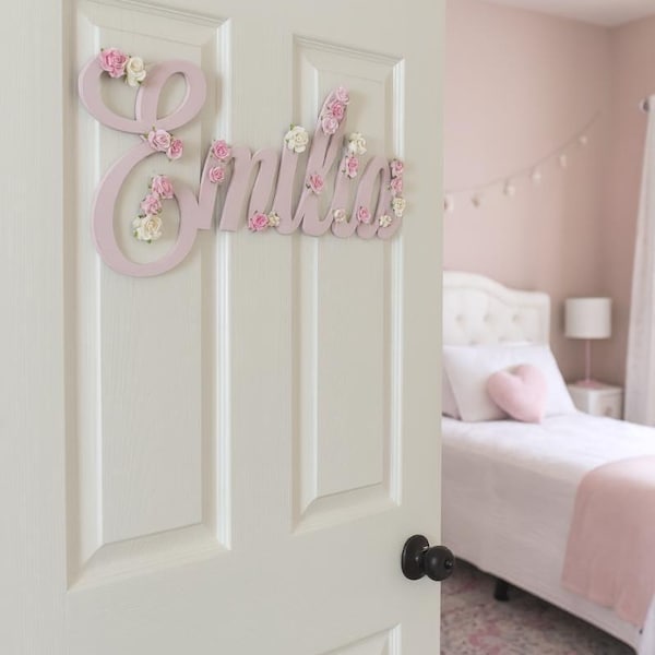 Wooden door sign, personalised name sign for nursery, toy box name