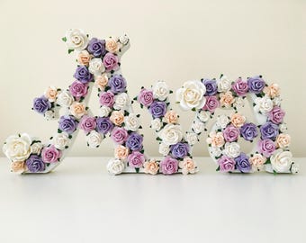 Custom made floral full name free standing flower name personalised name for nursery