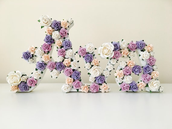 Custom made floral full name free standing flower name personalised name for nursery