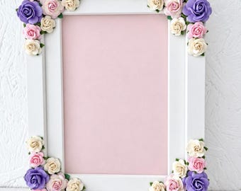 Personalised photo frame, picture frames for girls nursery decor, scan frame sign, flower wall