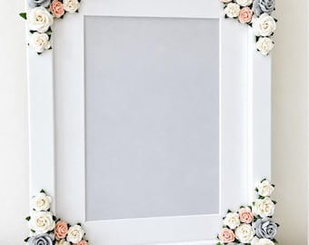 Memorial photo frame, Funeral picture frame, personalised wooden frame, flower frame for girls nursery, teen girls room decor