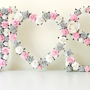 Letras de flores para bodas, flores para la mesa principal de bodas, decoración de la mesa de bodas, regalo de aniversario, regalo de bodas